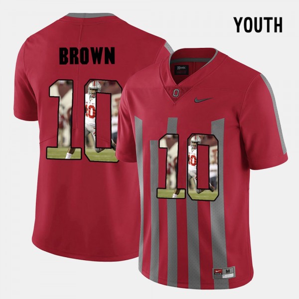 Ohio State Buckeyes CaCorey Brown Youth #10 Red Pictorial Fashion College Football Jersey 2404TMTZ5